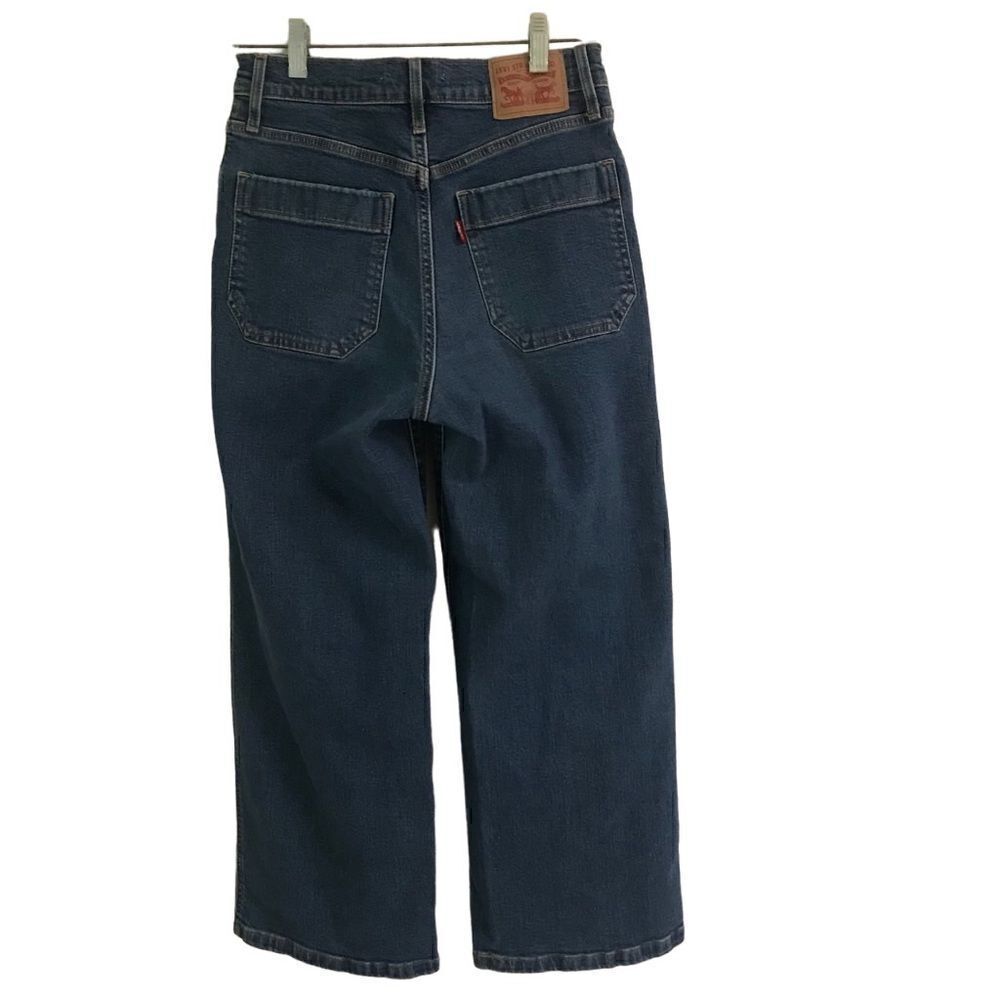 Levi’s Mile High Cropped Wide Leg button fly denim blue jeans 26 - Picture 2 of 7